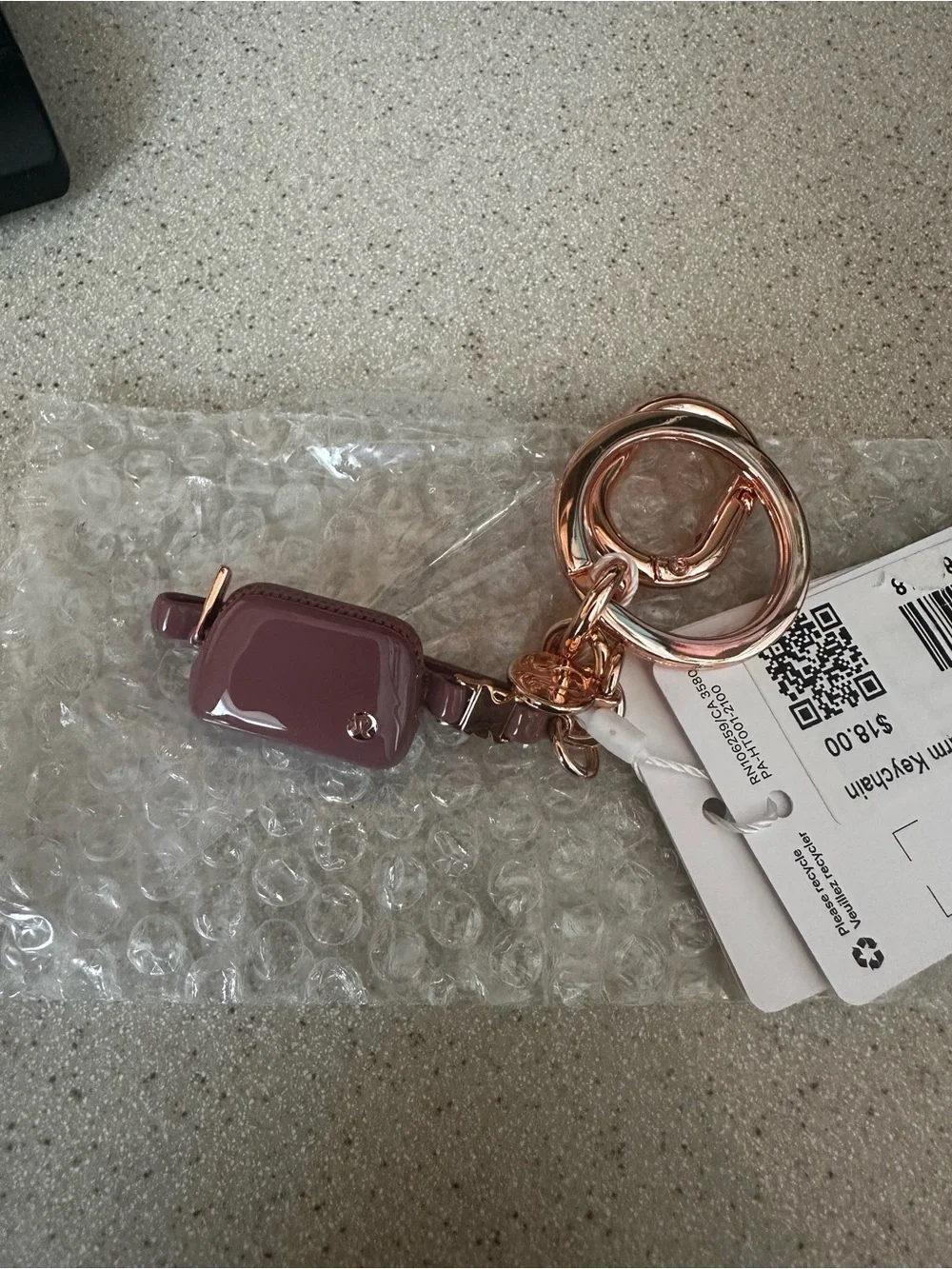 Lululemon Rose Gold & Mauve Mini Bag Keychain